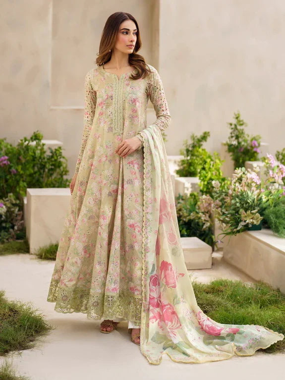 03-Piece Printed Lawn Suit With Embroidery - Ready To Wear
