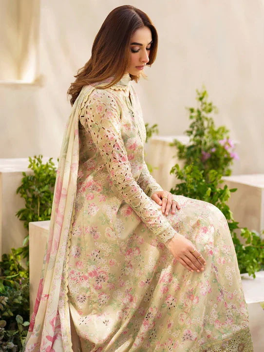 03-Piece Printed Lawn Suit With Embroidery - Ready To Wear