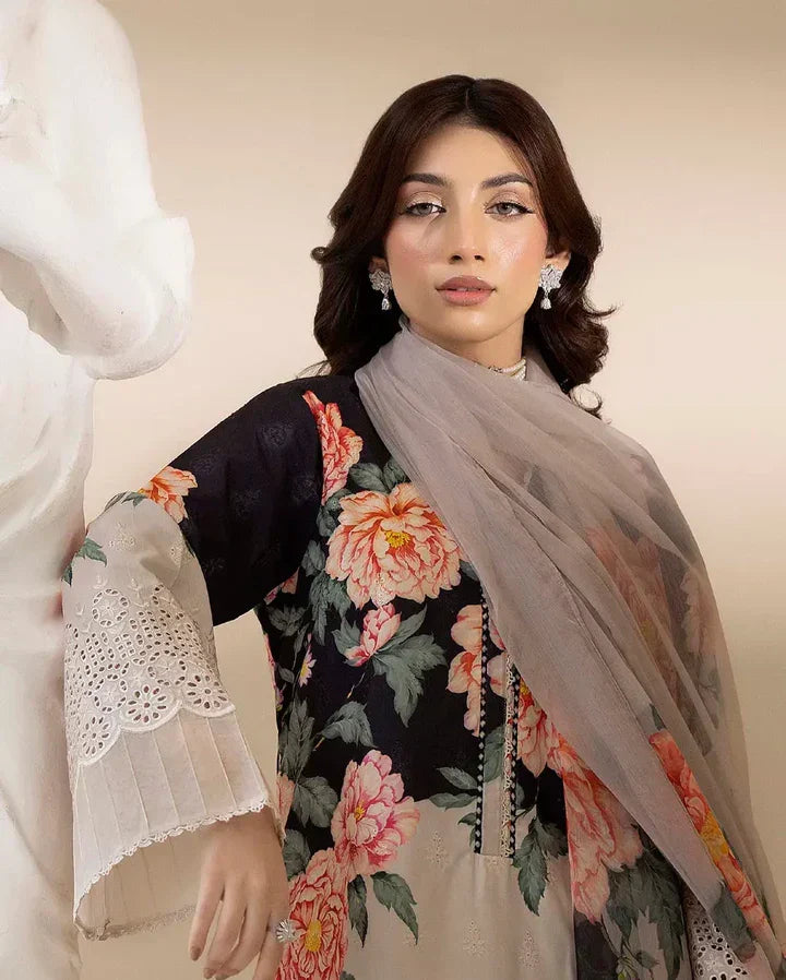 03-Piece Printed Lawn Suit With Chikankari Embroidery – Ready To Wear