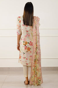 3 Piece Stitched Lawn Suit - Ready To Wear