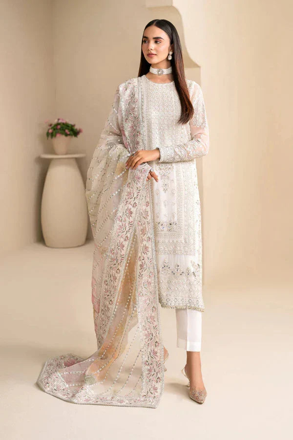 03-Piece Chiffon Suit With Embroidery - Ready To Wear