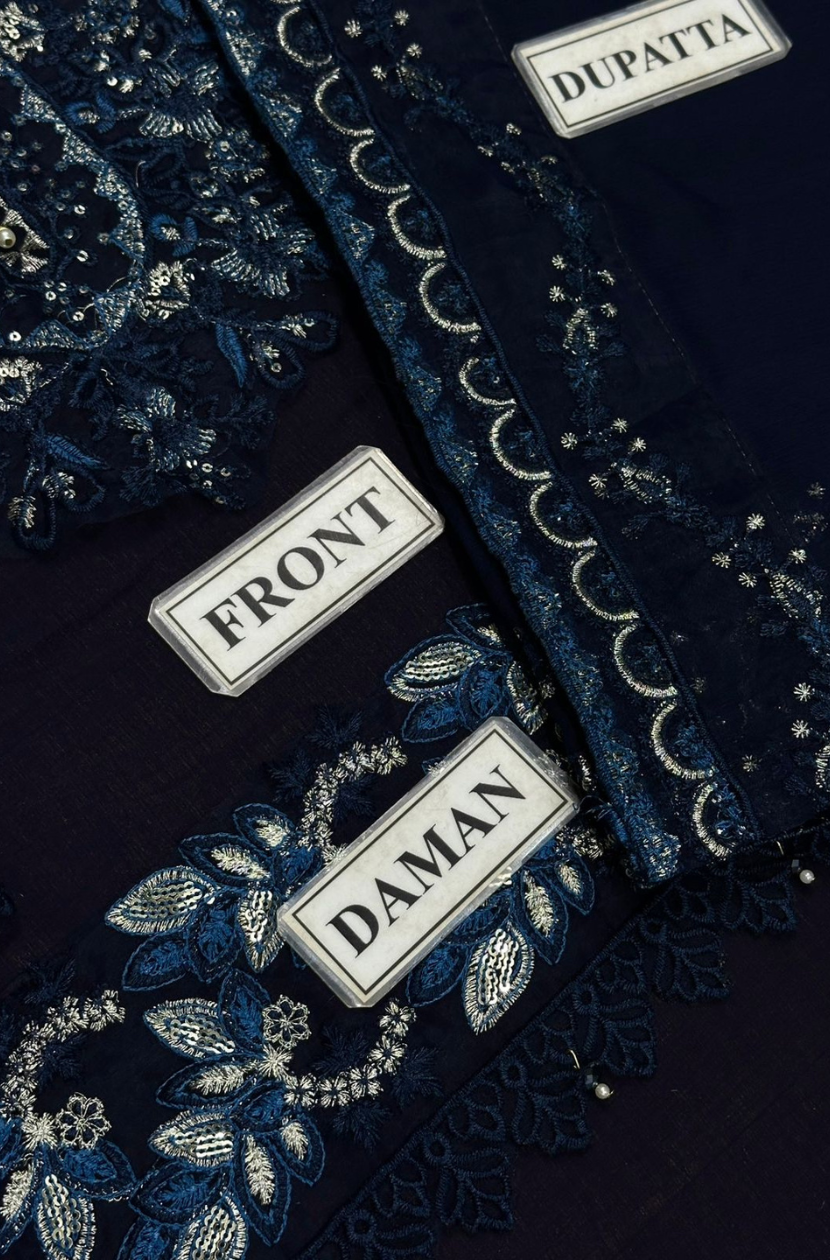 3-piece Suit Embroidered Chiffon Shirt Ready To Wear