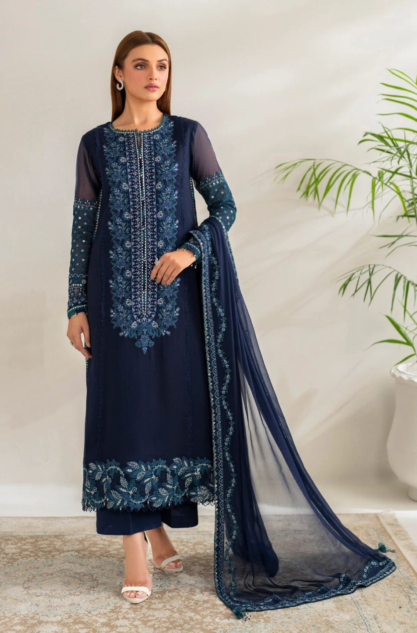 3-piece Suit Embroidered Chiffon Shirt Ready To Wear