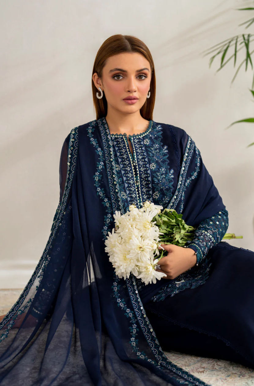 3-piece Suit Embroidered Chiffon Shirt Ready To Wear