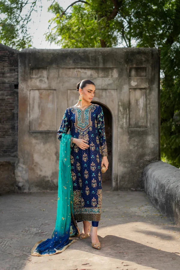 03-Piece Chiffon Suit With Heavy Embroidery - Ready To Wear