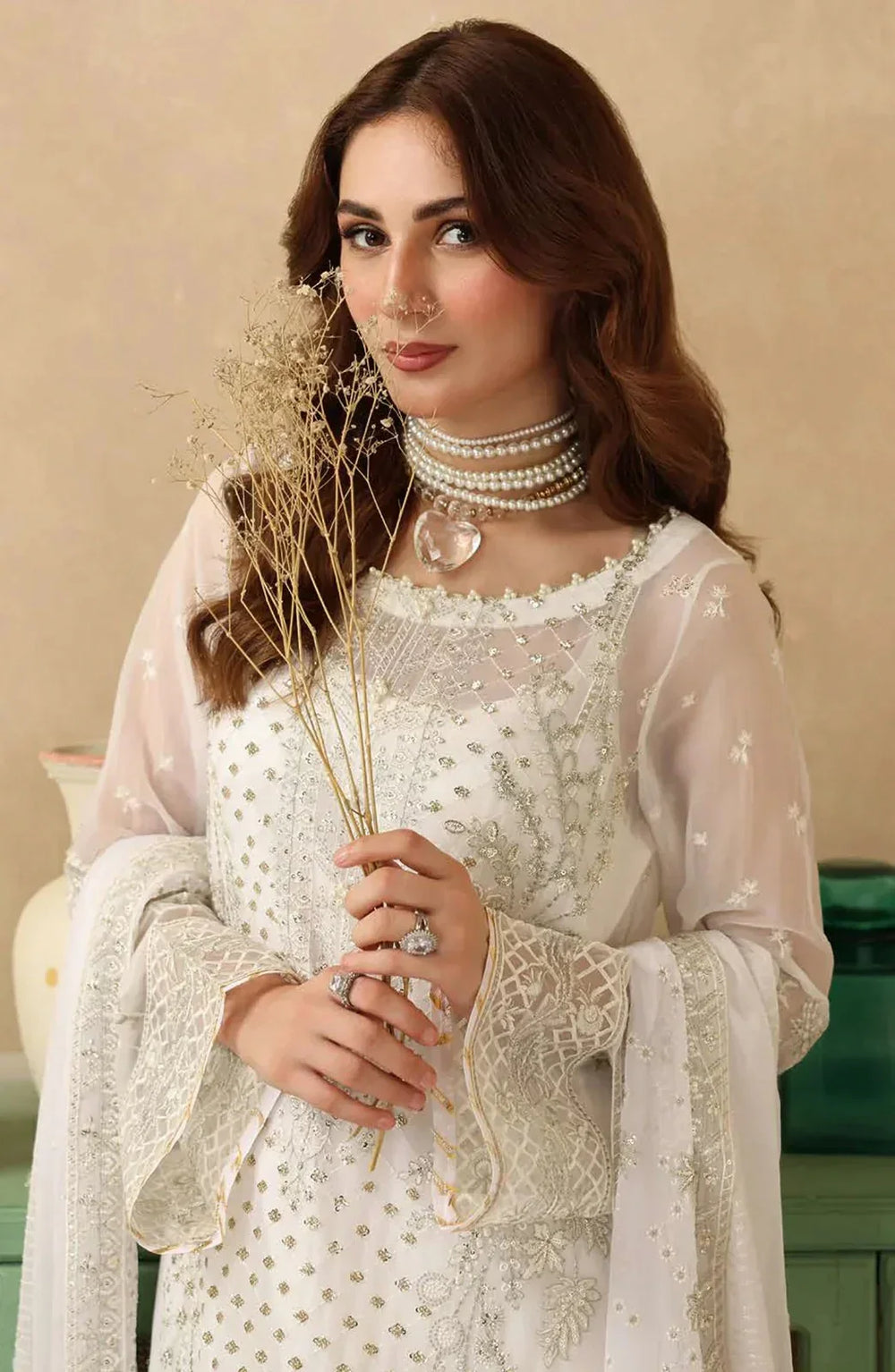 03-Piece Chiffon Suit With Embroidery - Ready To Wear