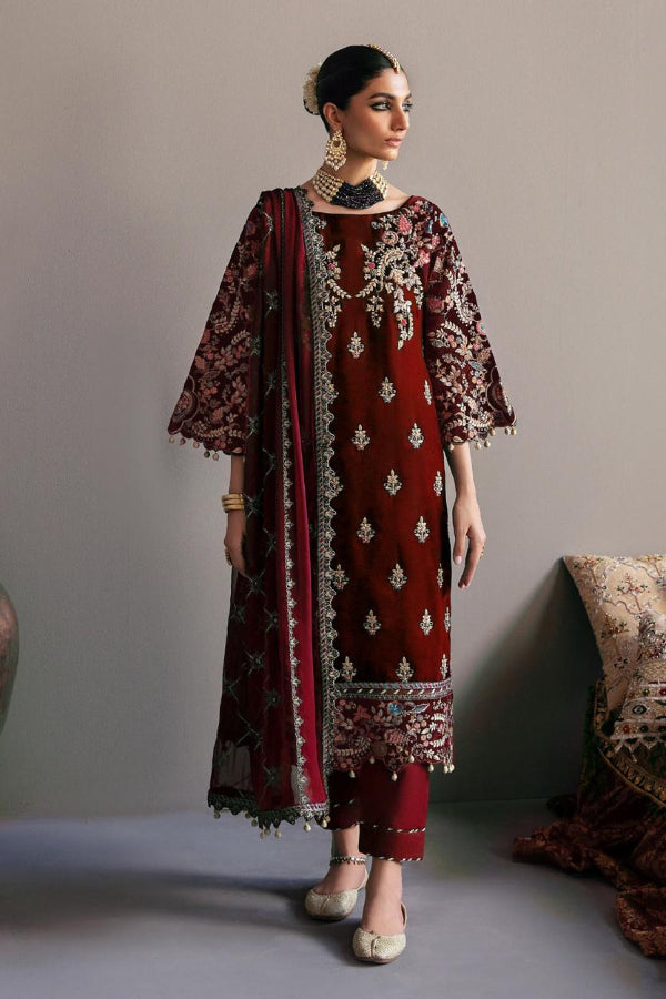3 Piece Stitched Velvet Suit - Ready To Wear