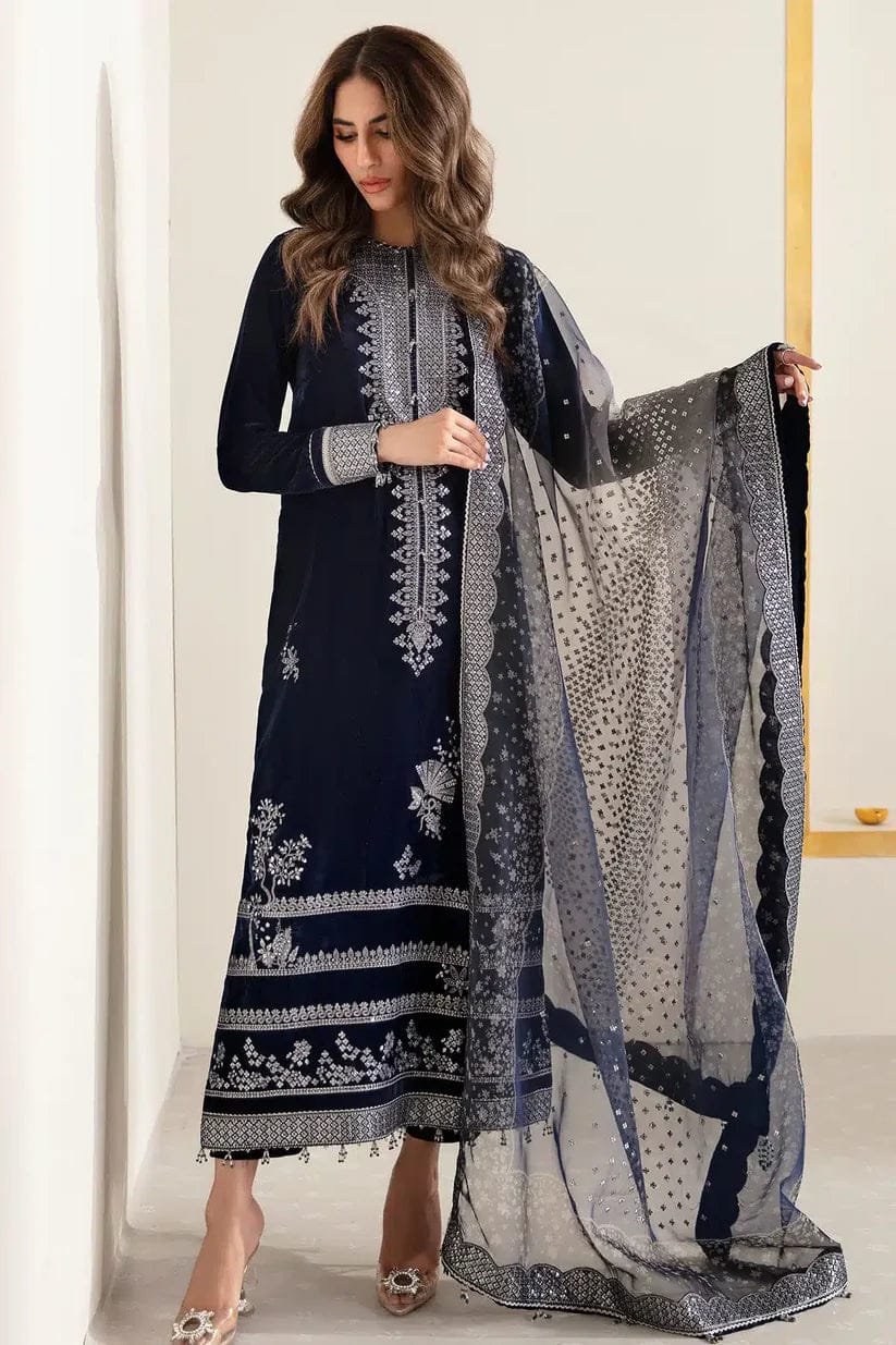 3 Piece Stitched Velvet Suit - Ready To Wear