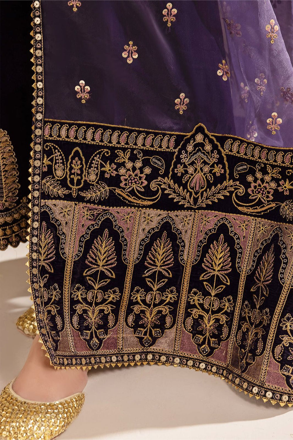 3 Piece Stitched Velvet Suit - Ready To Wear