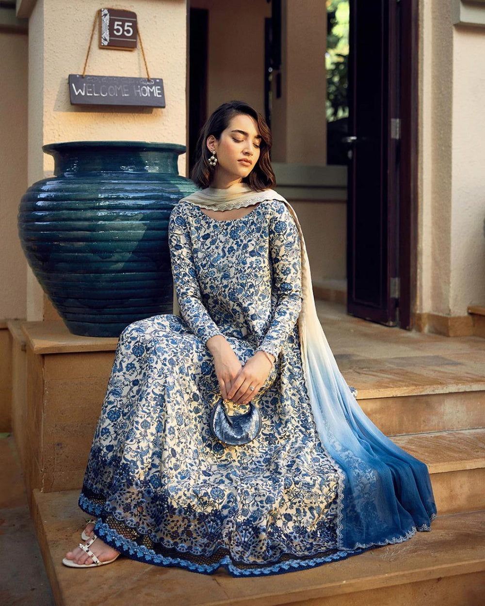3 Piece Stitched Lawn Suit - Ready To Wear