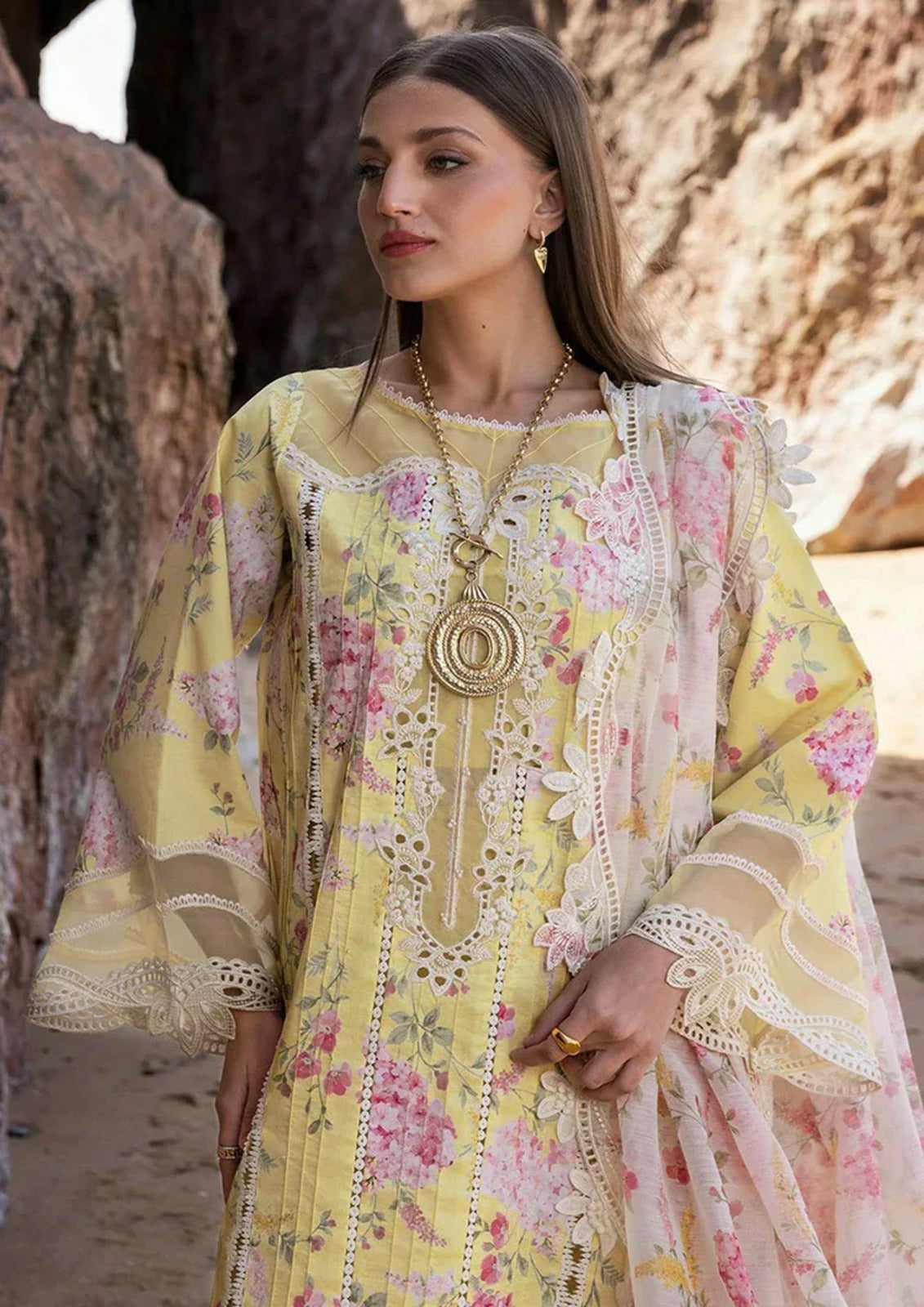 3 Piece Stitched Lawn Suit - Ready To Wear