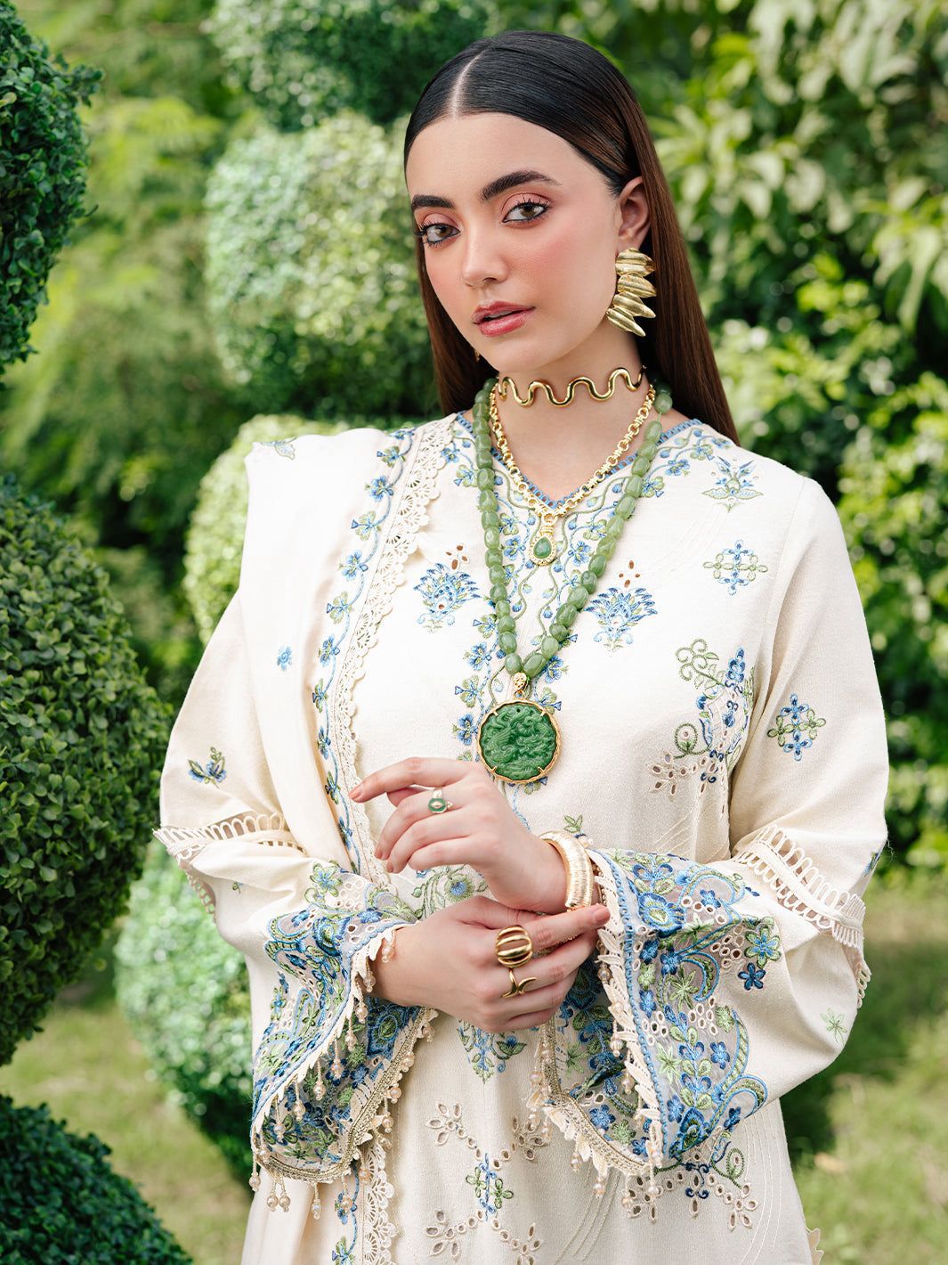 3 Piece Stitched Cotton Suit - Ready To Wear