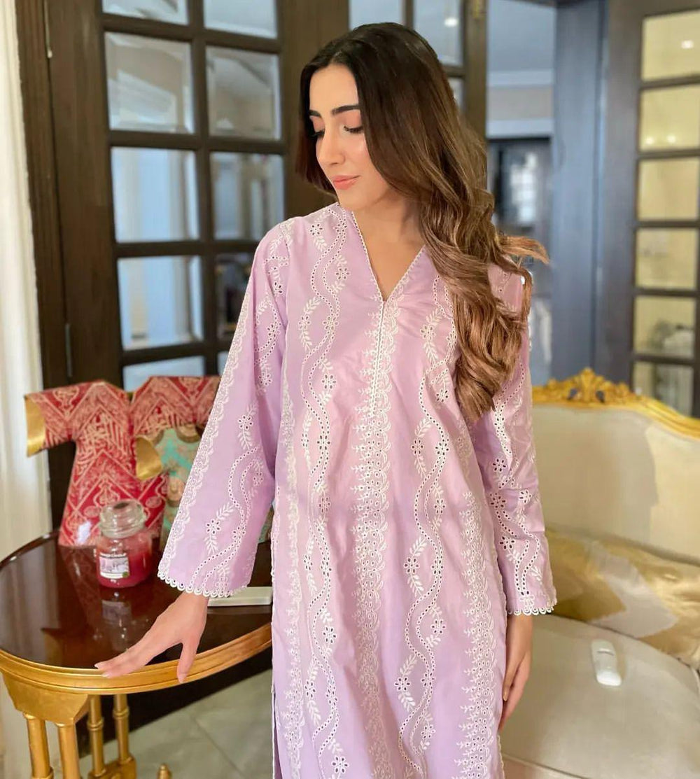 03-Piece Egyptian Lawn Suit With Thread Embroidery - Ready To Wear