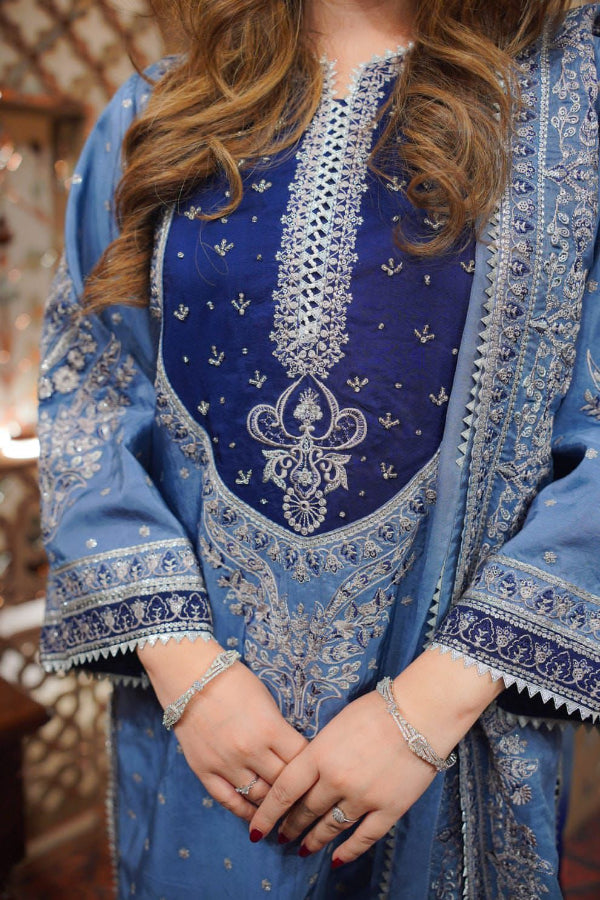 03-Piece Lawn Suit With Heavy Embroidery - Ready To Wear