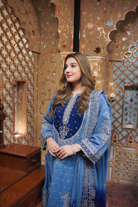 03-Piece Lawn Suit With Heavy Embroidery - Ready To Wear