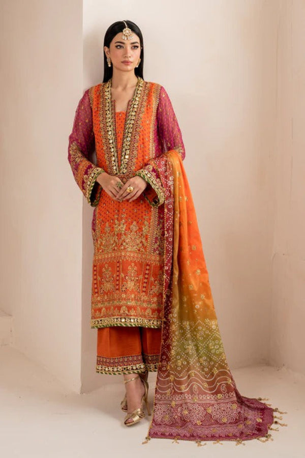 03-Piece Chiffon Suit With Embroidery - Ready To Wear