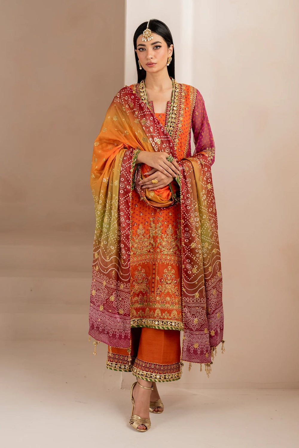 03-Piece Chiffon Suit With Embroidery - Ready To Wear