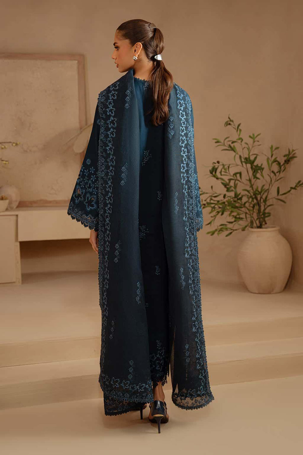 03-Piece Cotton Suit With Embroidery - Ready To Wear