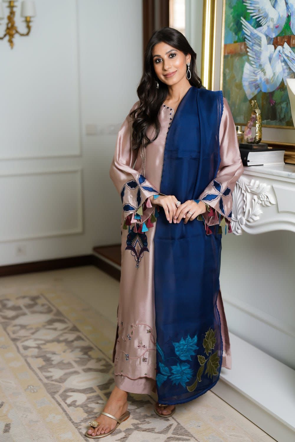 03-Piece Shamoz Silk Suit - Ready To Wear