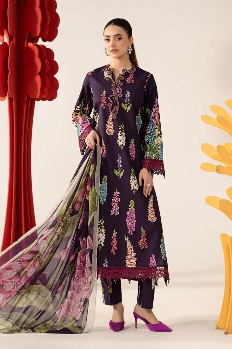 03-Piece Printed Lawn Suit With Chiffon Dupatta | Ready To Wear