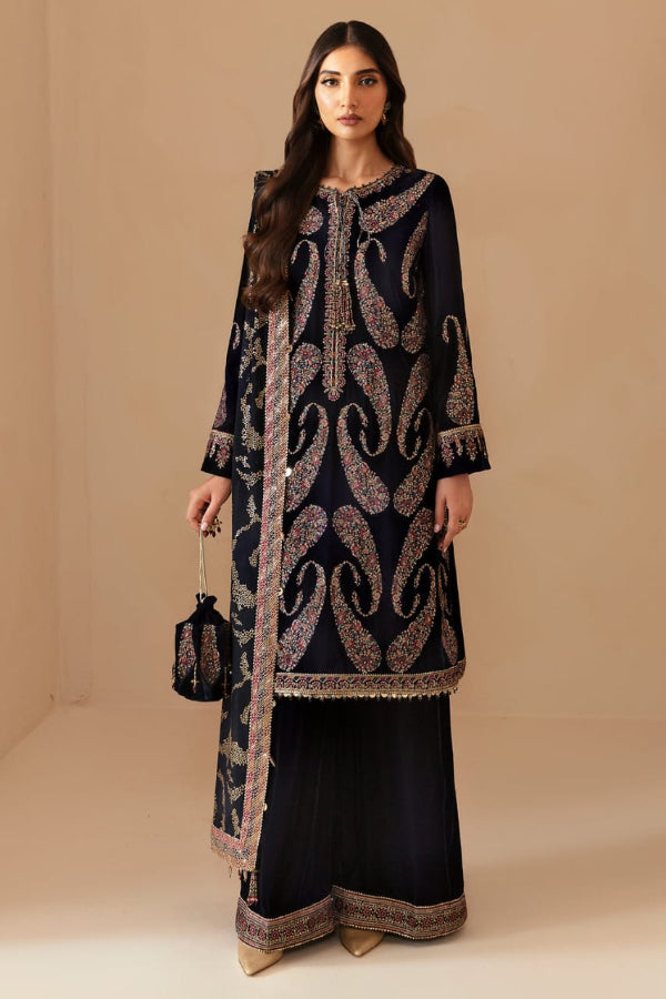 3 Piece Stitched Velvet Suit - Ready To Wear