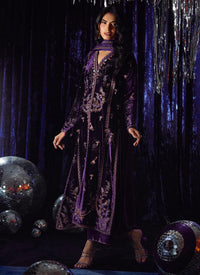 3 Piece Stitched Velvet Suit - Ready To Wear