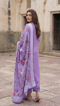 03-Piece Suit With Chikankari Embroidery - Ready To Wear