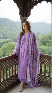 03-Piece Suit With Chikankari Embroidery - Ready To Wear