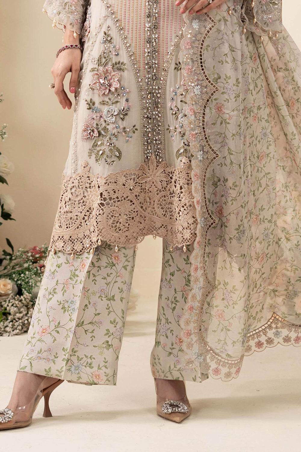 3 Piece Embroidered Chiffon Suit