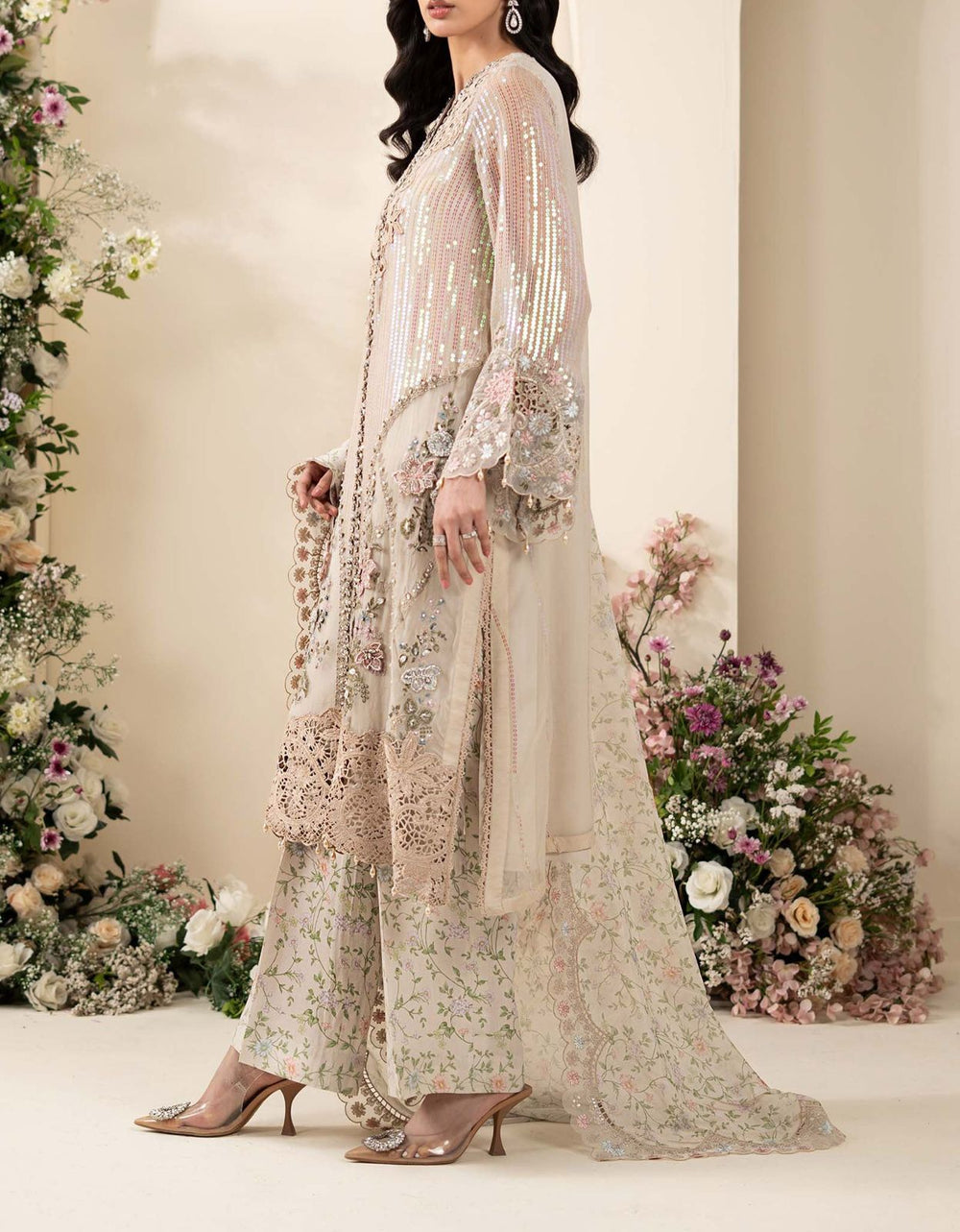 3 Piece Embroidered Chiffon Suit