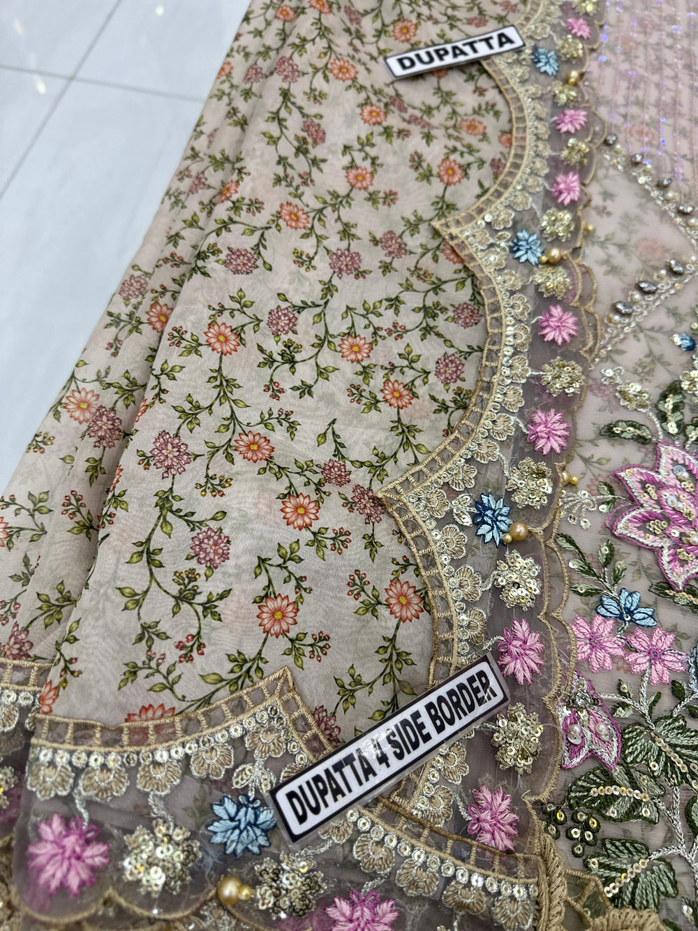 3 Piece Embroidered Chiffon Suit