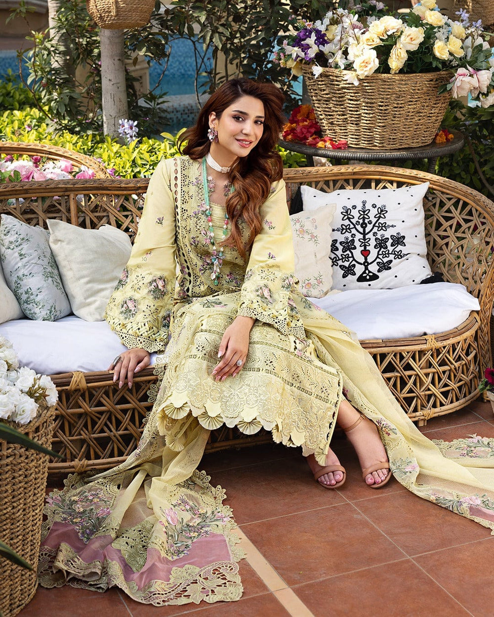 EMBROIDERY 3 PIECE EGYPTIAN PREMIUM LAWN SUIT (STITCHED)