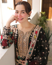 3 Piece Stitched Luxury Chiffon Embroidery Suit - Ready To Wear