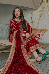 3 Piece Stitched Velvet Suit - Ready To Wear