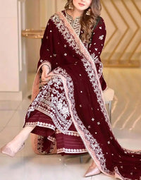 03-Piece Chffom Suit With Embroidery | Ready To Wear