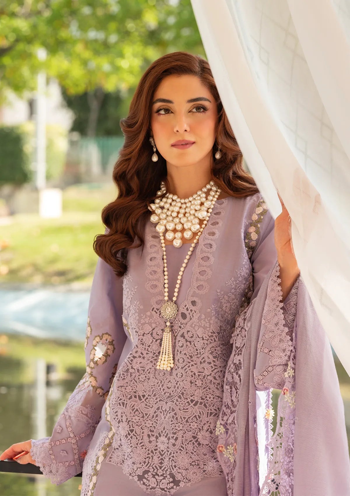 03-Piece Chikankari Cotton Suit With Embroidery - Ready To Wear
