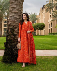 Sunset Coral - 3 Piece Embroidered Suit | Ready To Wear