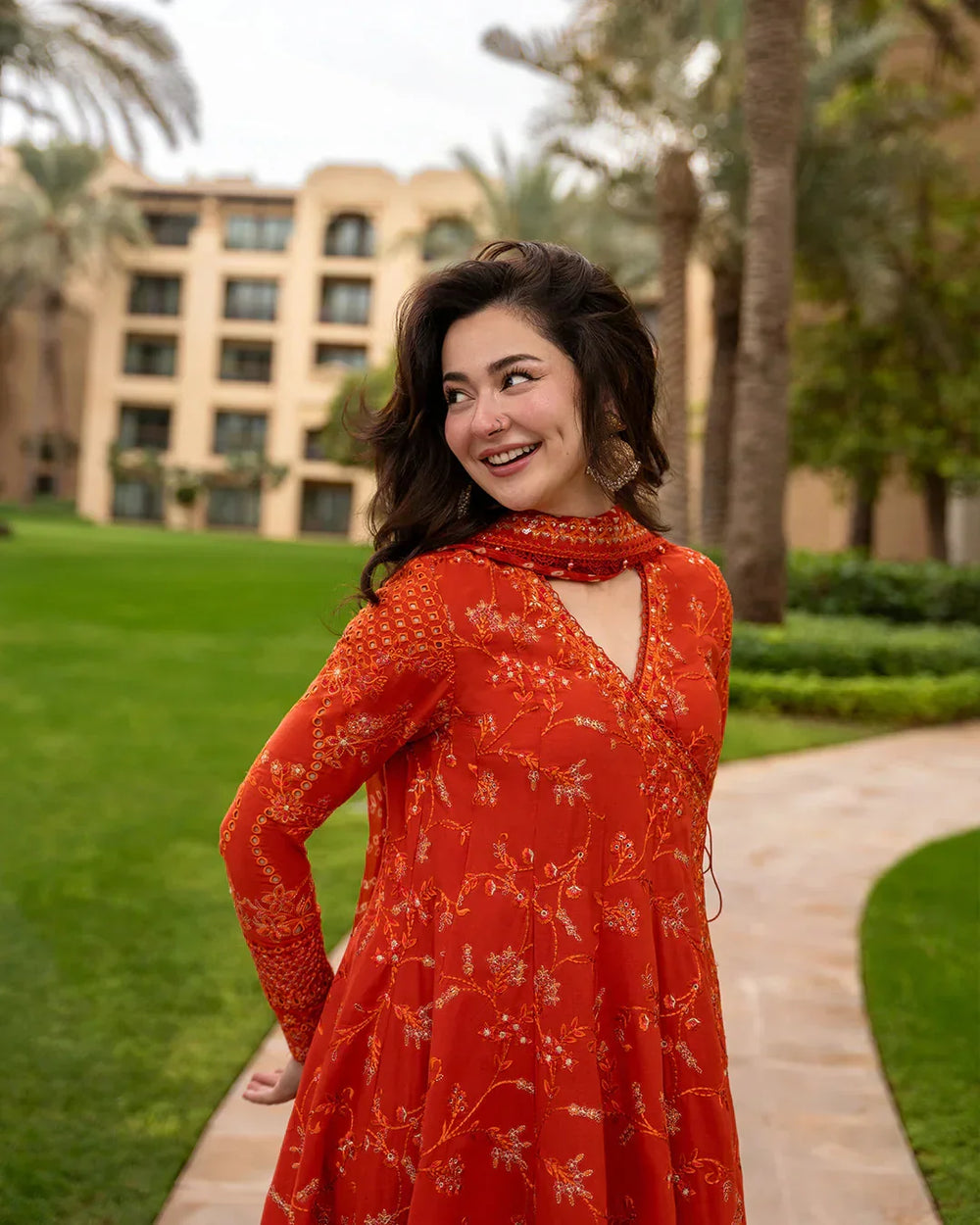 Sunset Coral - 3 Piece Embroidered Suit | Ready To Wear
