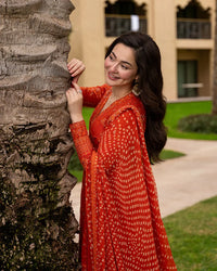Sunset Coral - 3 Piece Embroidered Suit | Ready To Wear