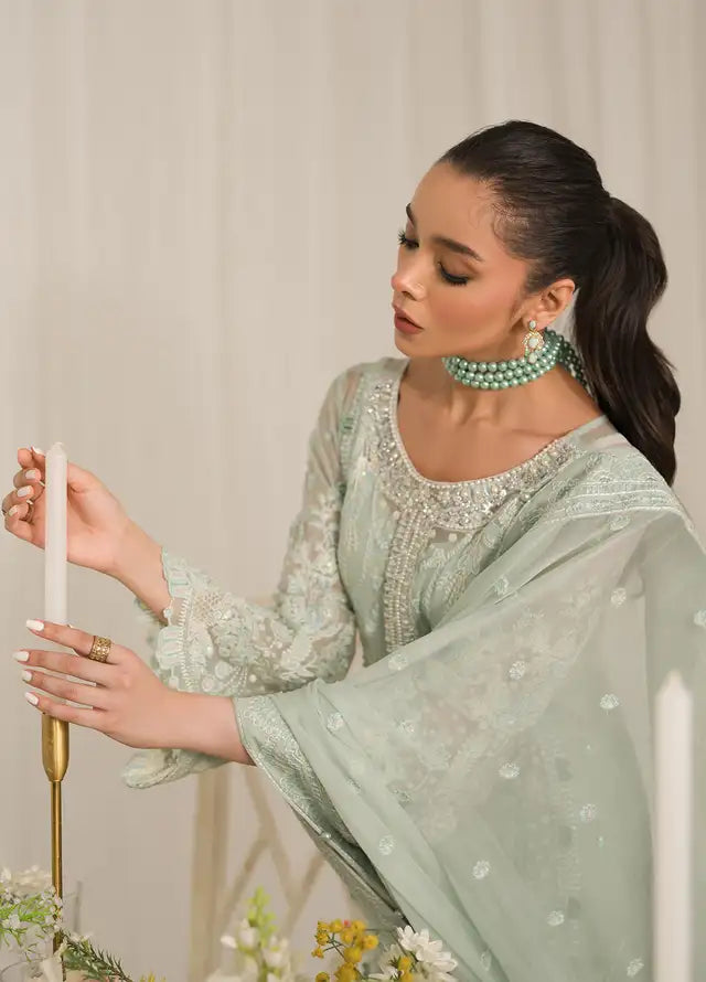 03-Piece Chiffon Suit With Embroidery - Ready To Wear