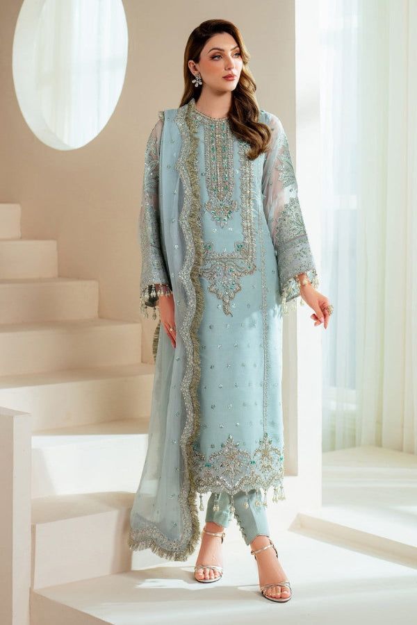 03-Piece Organza Suit With Hand Embellishments Embroidery - Ready To Wear
