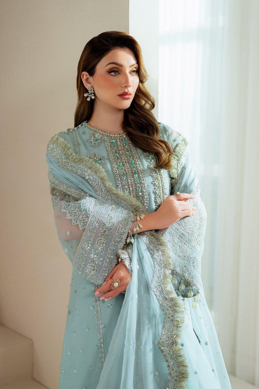 03-Piece Organza Suit With Hand Embellishments Embroidery - Ready To Wear