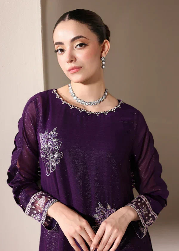 03-Piece Chiffon Suit With Embroidery - Ready To Wear