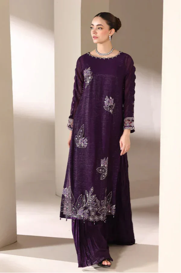 03-Piece Chiffon Suit With Embroidery - Ready To Wear