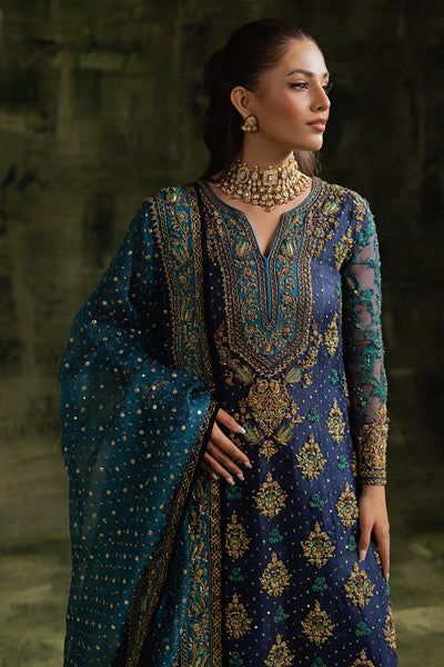 Ink Blue - Embroidered Chiffon Suit | Ready To Wear
