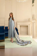 3 Piece Stitched Net Silk Suit - Ready To Wear