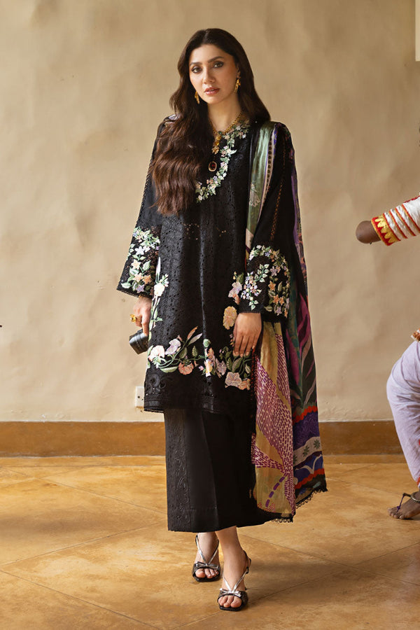 3 Piece Stitched Chikankari Embroidery Suit - Ready To Wear
