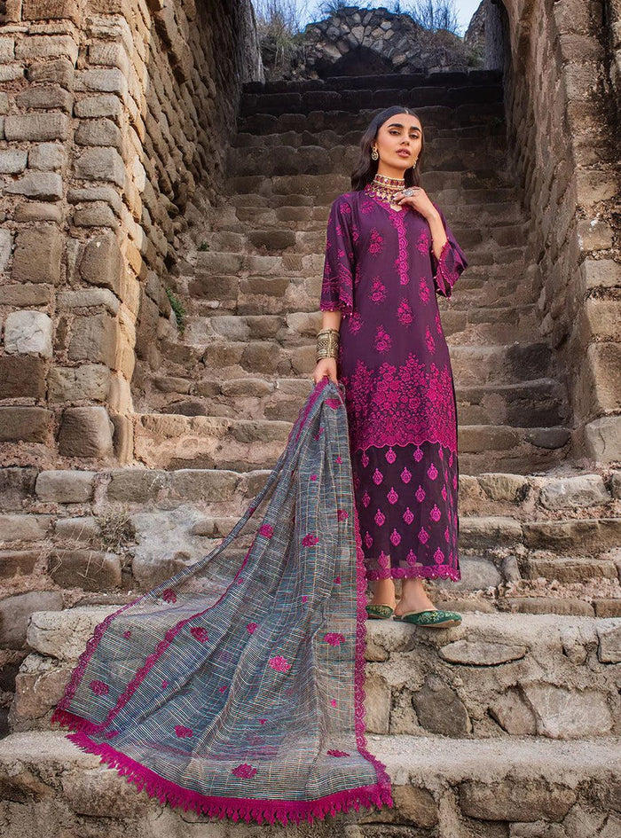 03-Piece Lawn Suit With Embroidery - Ready To Wear